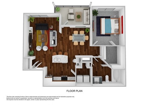 Floor plan for 1 bed, 1 bath, 800 sqft